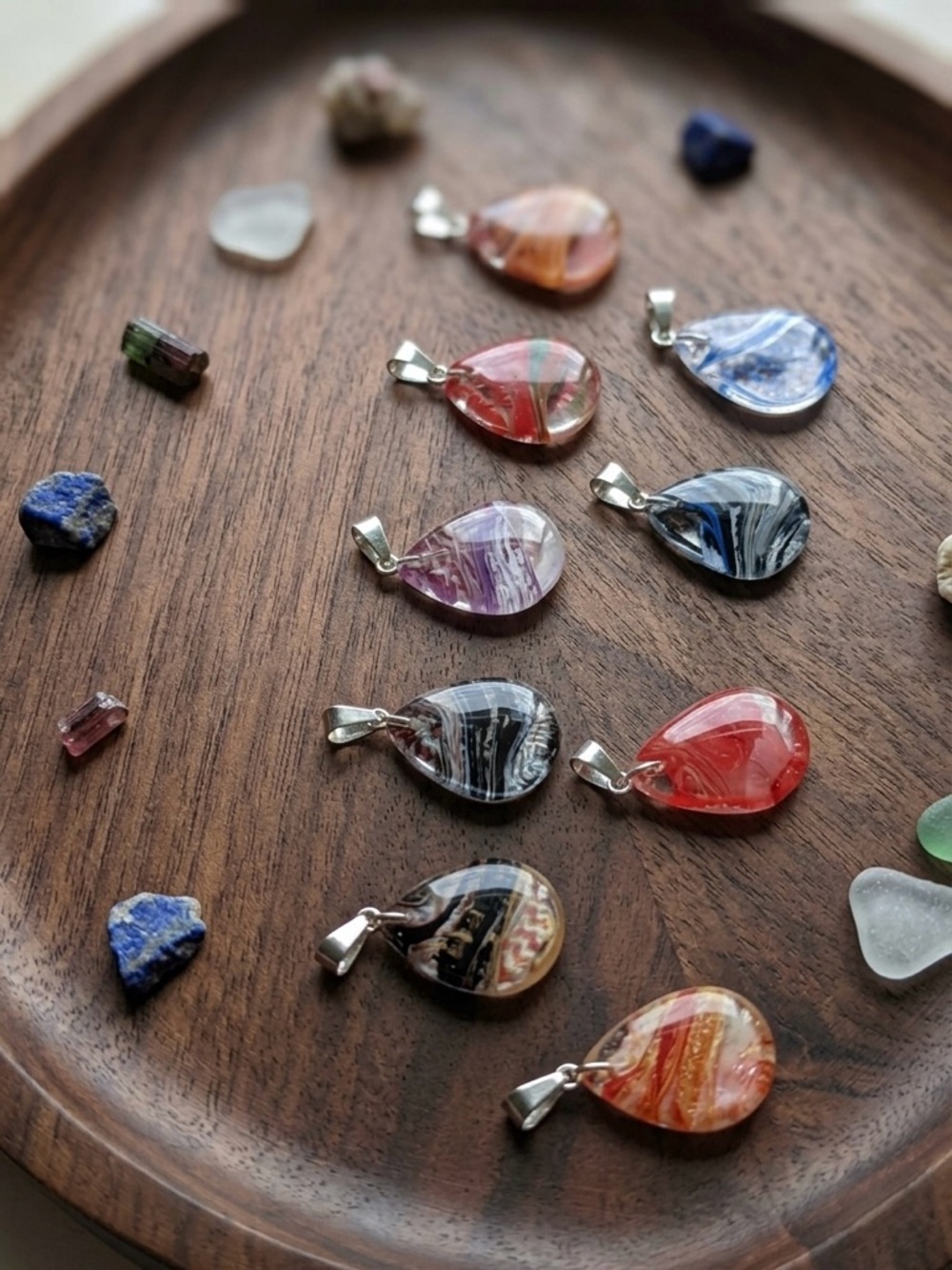 Artisan Glass Teardrop Pendant Necklace - Assorted Colors - Picture 2 of 2